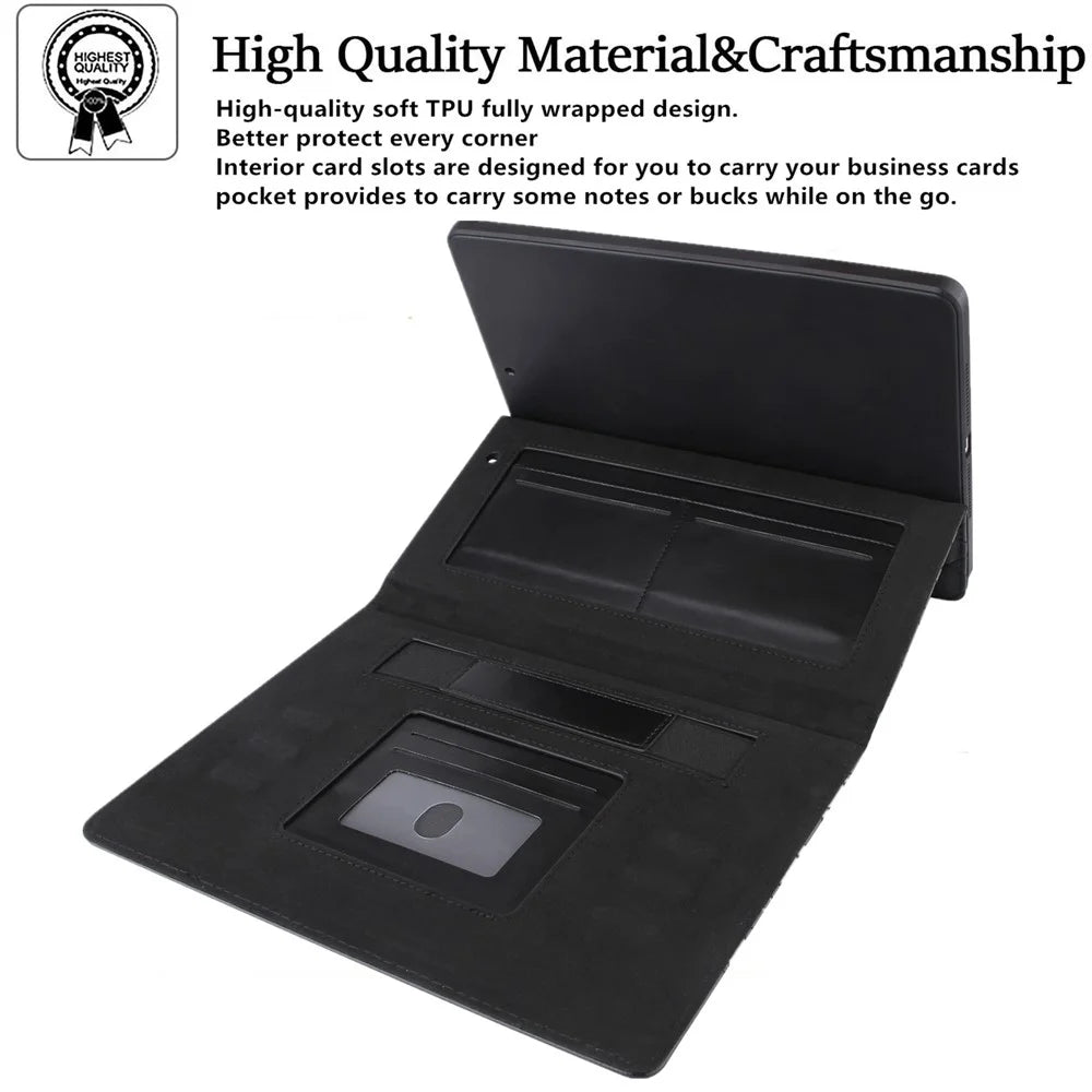 For iPad (2025) / 10.9 (2022) Full Protection Tablet Cover Stand Big Metal Buckle Rhombus Texture Leather Drop-Proof Tablet Case - Black - 5