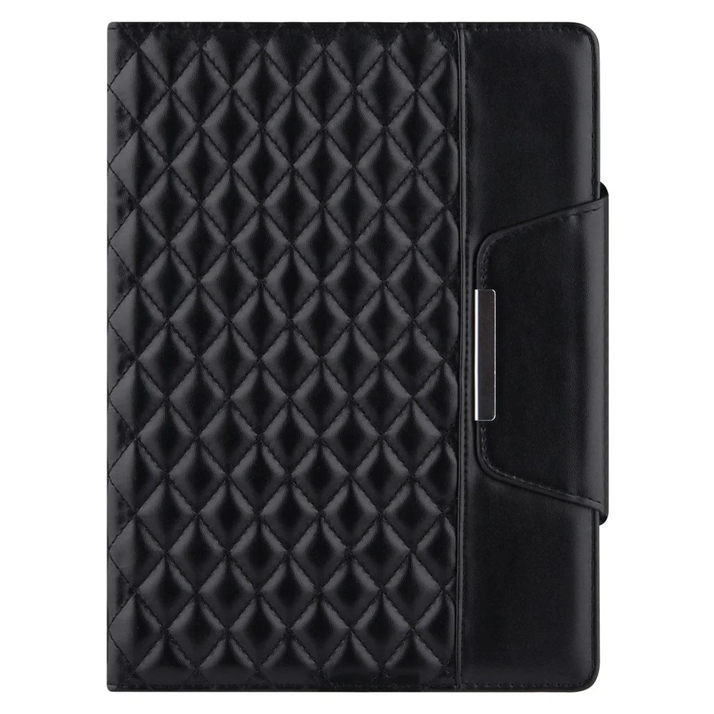 For iPad (2025) / 10.9 (2022) Full Protection Tablet Cover Stand Big Metal Buckle Rhombus Texture Leather Drop-Proof Tablet Case - Black - 7