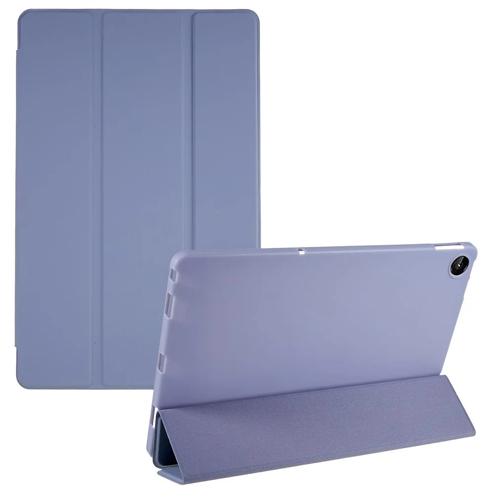 For Lenovo Tab M10 Plus (3rd Gen) / Xiaoxin Pad 2022 10.6 inch Three-fold Stand PU Leather Cover Full Protection Soft Silicone Tablet Case - Purple - 1
