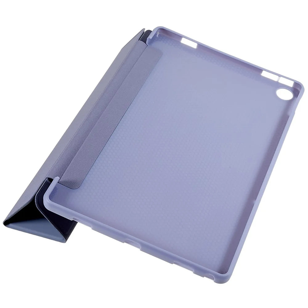 For Lenovo Tab M10 Plus (3rd Gen) / Xiaoxin Pad 2022 10.6 inch Three-fold Stand PU Leather Cover Full Protection Soft Silicone Tablet Case - Purple - 4