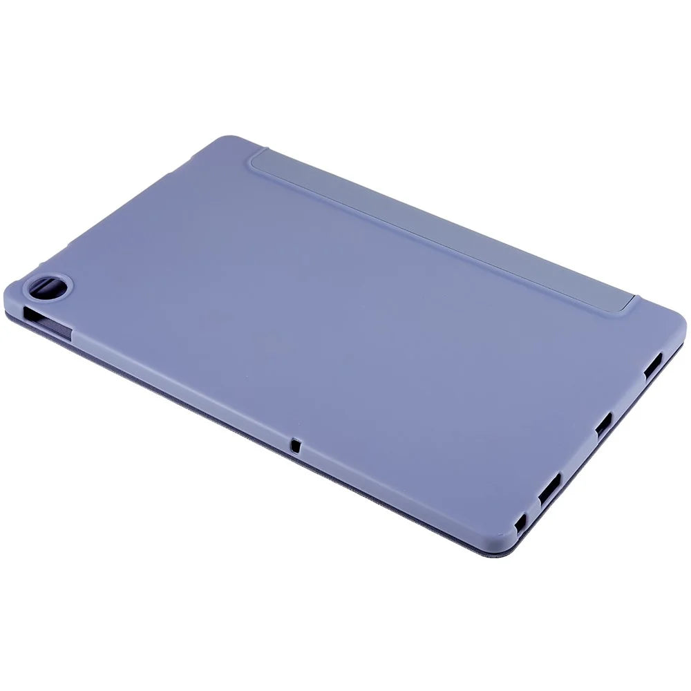 For Lenovo Tab M10 Plus (3rd Gen) / Xiaoxin Pad 2022 10.6 inch Three-fold Stand PU Leather Cover Full Protection Soft Silicone Tablet Case - Purple - 7