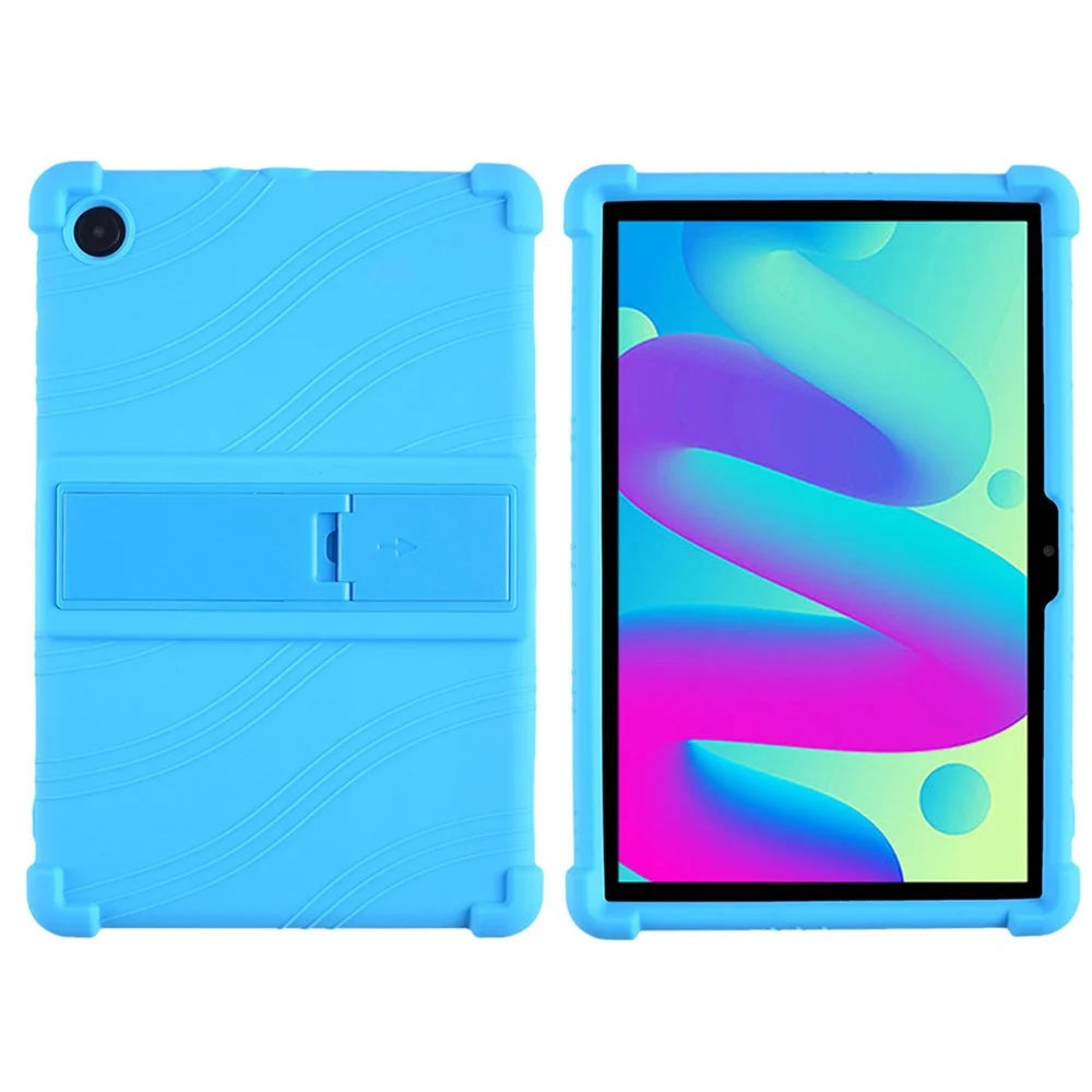For TCL Tab 10L / Tab 10 HD 4G Soft Skin Silicone Protective Case Honey Comb Multi-Angle Kickstand Tablet Cover - Sky Blue - 1