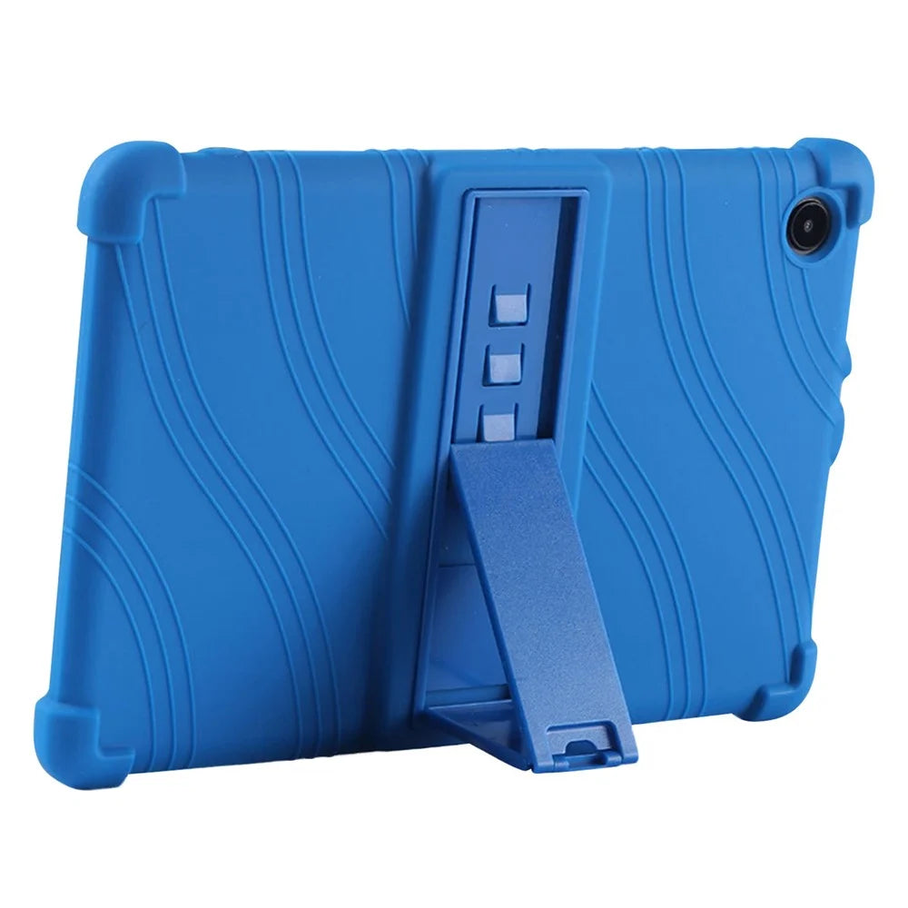 For TCL Tab 10L / Tab 10 HD 4G Soft Skin Silicone Protective Case Honey Comb Multi-Angle Kickstand Tablet Cover - Sky Blue - 5