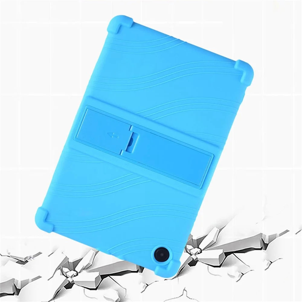 For TCL Tab 10L / Tab 10 HD 4G Soft Skin Silicone Protective Case Honey Comb Multi-Angle Kickstand Tablet Cover - Sky Blue - 6