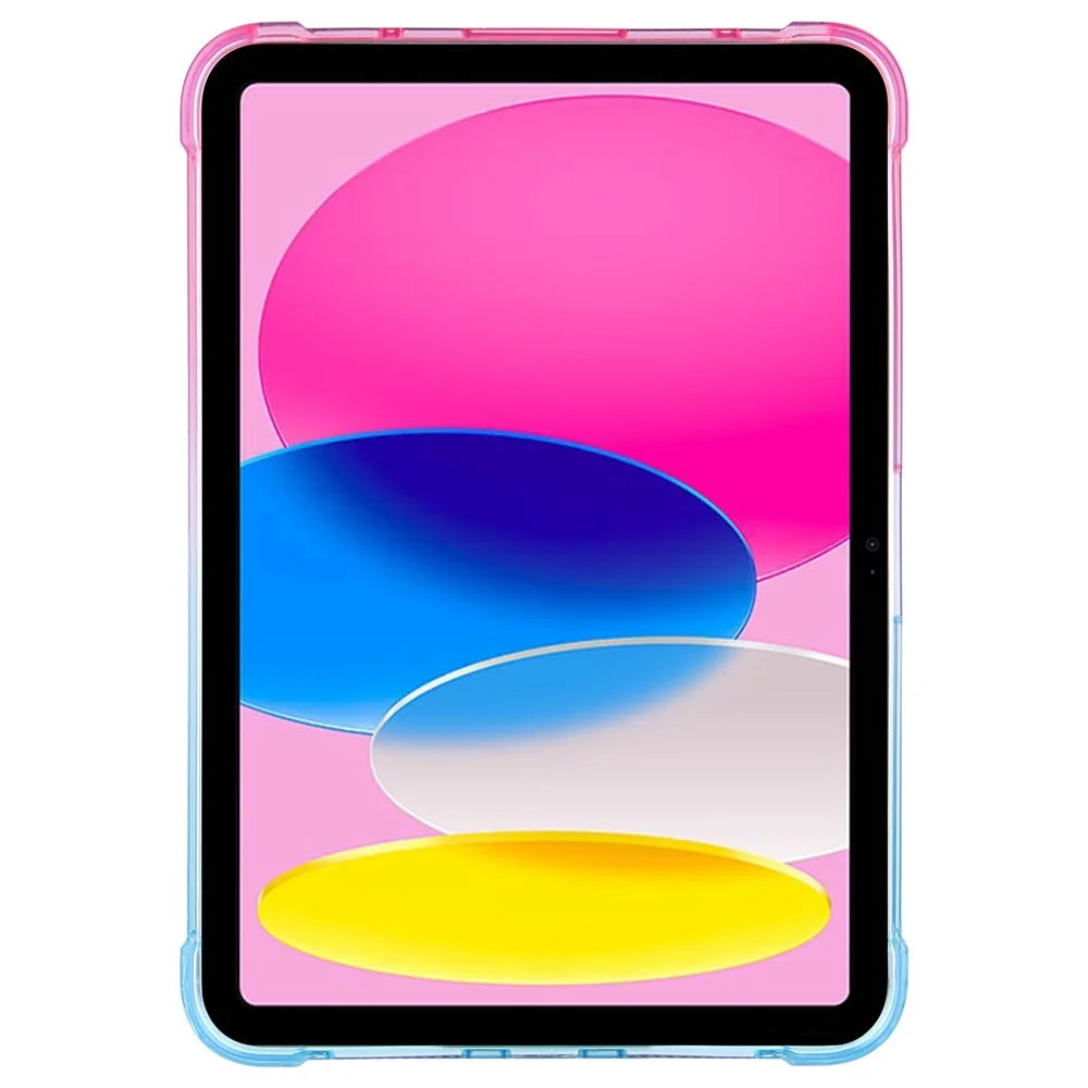 For iPad (2025) / 10.9 (2022) Gradient Color Soft TPU Tablet Case Thickened Four Corners Anti-Drop Protective Cover - Pink / Green - 2
