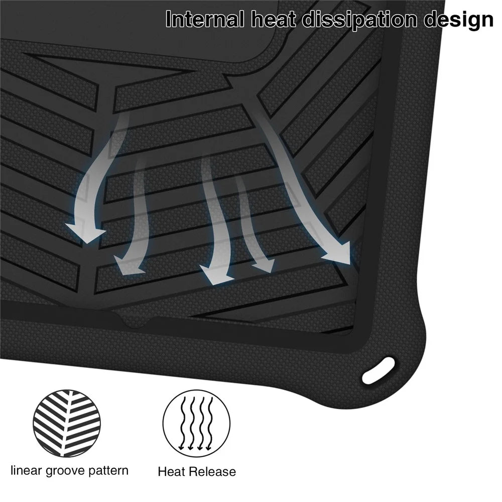 For Samsung Galaxy Tab A8 10.5 (2021) / (2022) Spider Web Texture Hand Grip Kickstand Tablet Cover Scratch-resistant Case with Shoulder Strap - Black - 6