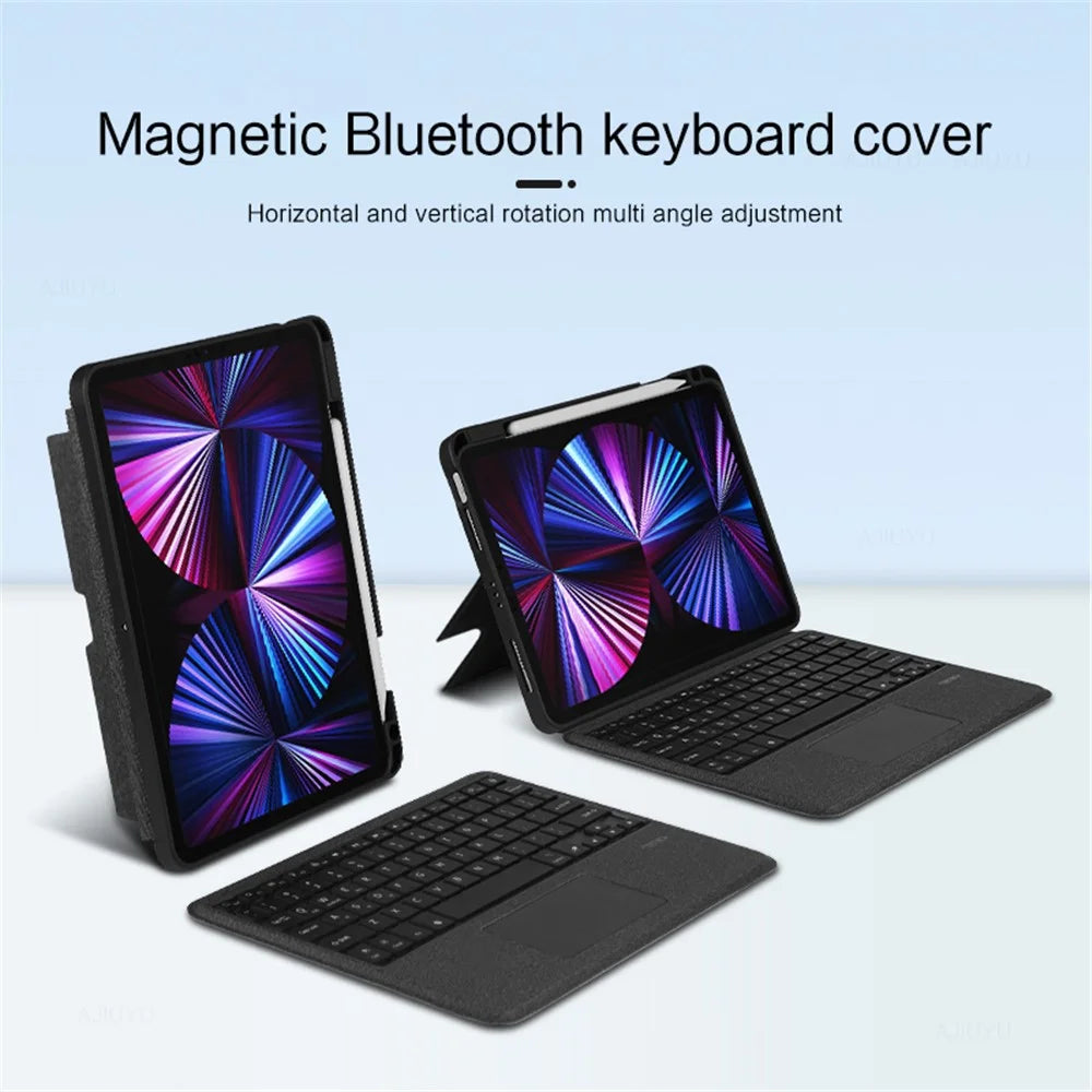 For iPad Pro 11 (2020) / (2021) / (2022) Detachable Bluetooth-compatible Keyboard with Hinge Stand Leather Case - 4