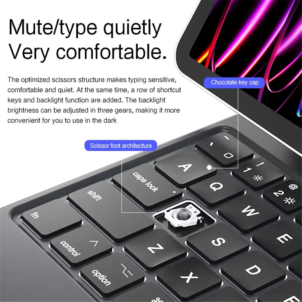 For iPad Pro 12.9 (2020) / (2021) / (2022) Magnetic Floating Bluetooth-compatible Keyboard + Leather Tablet Case - 5