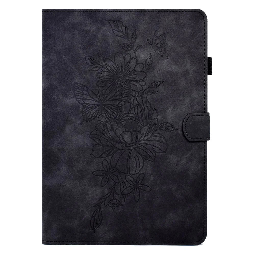 For Lenovo Tab M10 Plus (3rd Gen) / Xiaoxin Pad 2022 10.6 inch PU Leather Butterfly Flower Pattern Imprinted Tablet Cover Stitching Line Stand Smart Protective Case with Card Holder - Black - 7