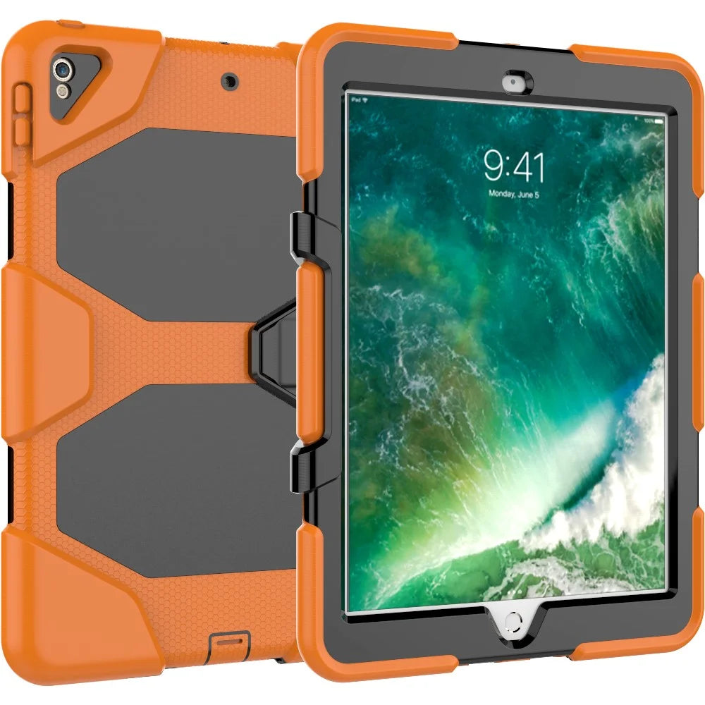 For iPad Air 10.5 inch (2019) / iPad Pro 10.5-inch (2017) Rugged Protective Tablet Case Shockproof PC + Silicone Kickstand  Cover - Orange - 3