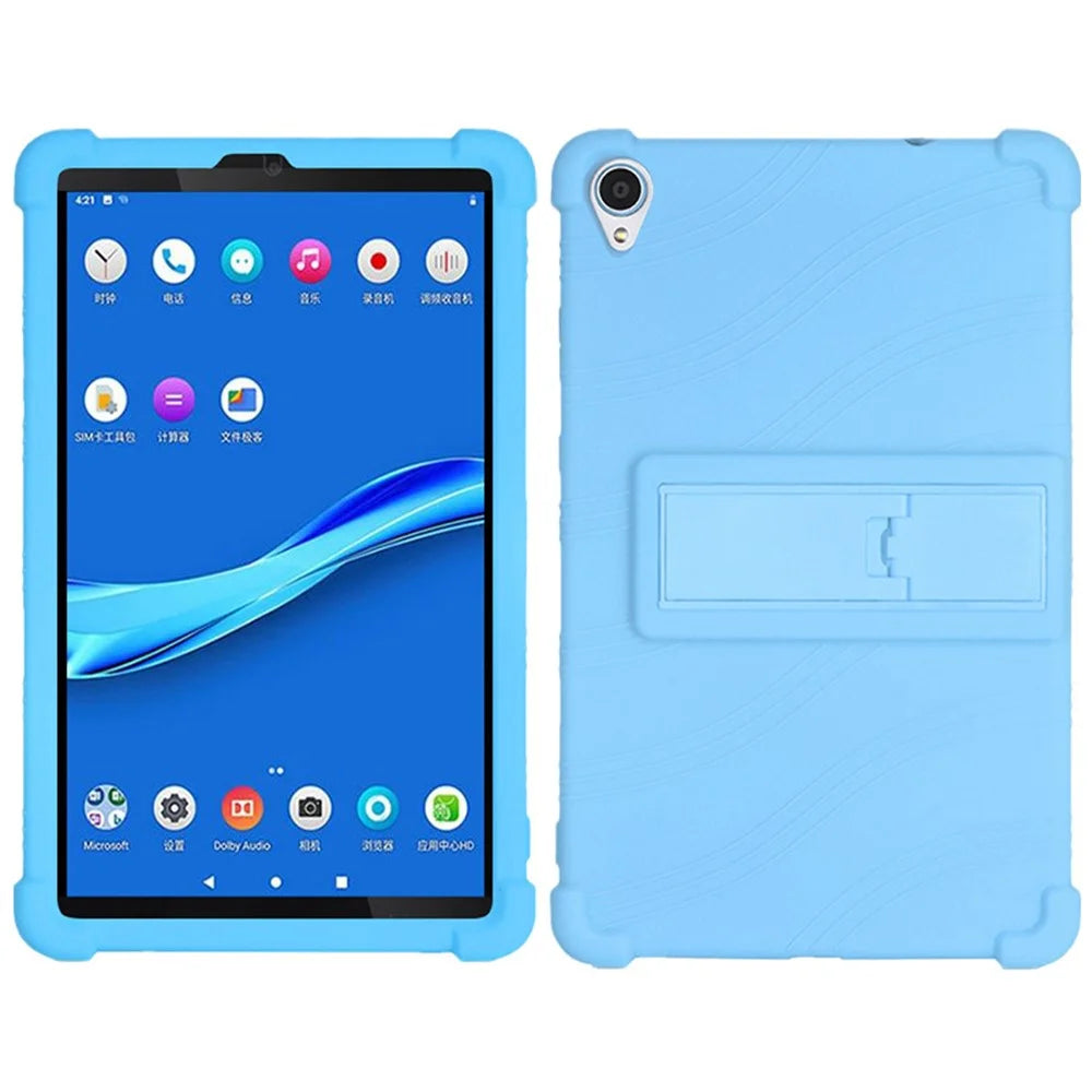 For Lenovo Tab M8 (3rd Gen) / Tab M8 (2nd Gen) TB-8506FS / XS Silicone Protective Cover Anti-Slip Kickstand Tablet Case - Sky Blue - 1