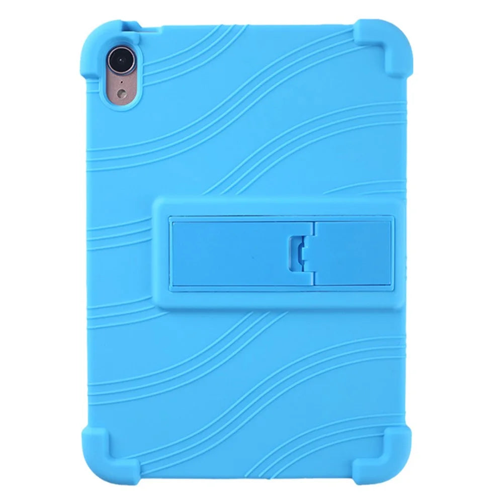 For iPad mini (2024) / mini (2021) Kickstand Design Anti-Drop Tablet Case Anti-Scratch Silicone Protective Cover - Sky Blue - 2