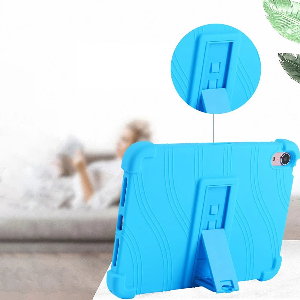 For iPad mini (2024) / mini (2021) Kickstand Design Anti-Drop Tablet Case Anti-Scratch Silicone Protective Cover - Sky Blue - 5