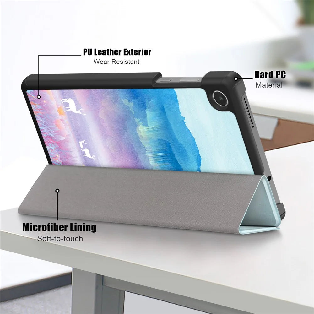 For Lenovo Tab M8 (4th Gen) 2024 TB-301XU / M8 (4th Gen) 2023 TB-300FU Tri-Fold Stand Tablet PU Leather Cover - Fantasy Deer - 5