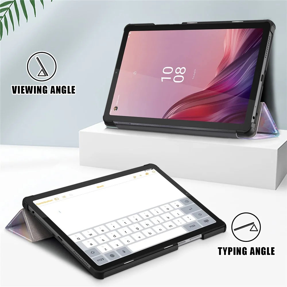 Tablet Leather Case for Lenovo Tab M9 TB-310FU , Tri-fold Stand Pattern Printing Tablet Cover with Auto Wake / Sleep - Fantasy Deer - 5