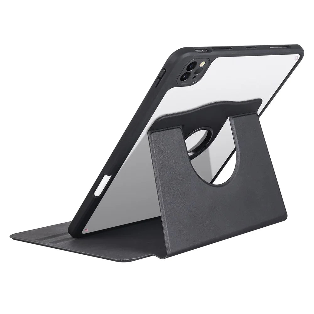 For iPad Air 11 (2026) / (2025) / (2024) / Pro 11 (2020) / (2021) / (2022) / Air (2022) / (2020) Kickstand Tablet Case PU Leather Cover - Black - 2