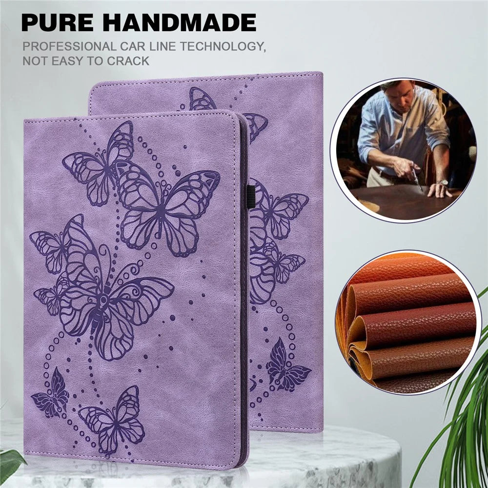 For Lenovo Tab M9 TB-310FU PU Leather Butterfly Imprinted Tablet Stand Cover Card Holder Shockproof Case - Purple - 5