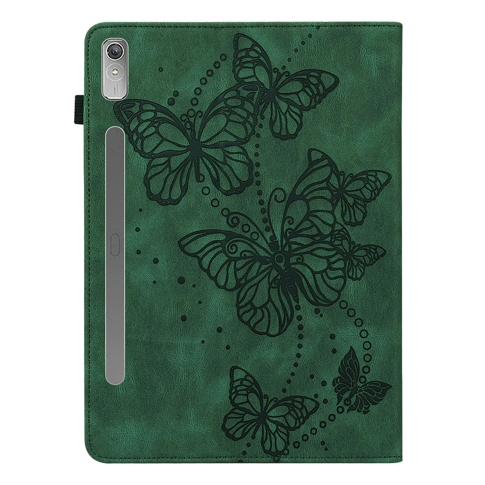 For Lenovo Tab P11 Pro Gen 2 PU Leather Tablet Stand Cover Butterfly Imprinted Card Holder Drop-proof Case - Green - 3