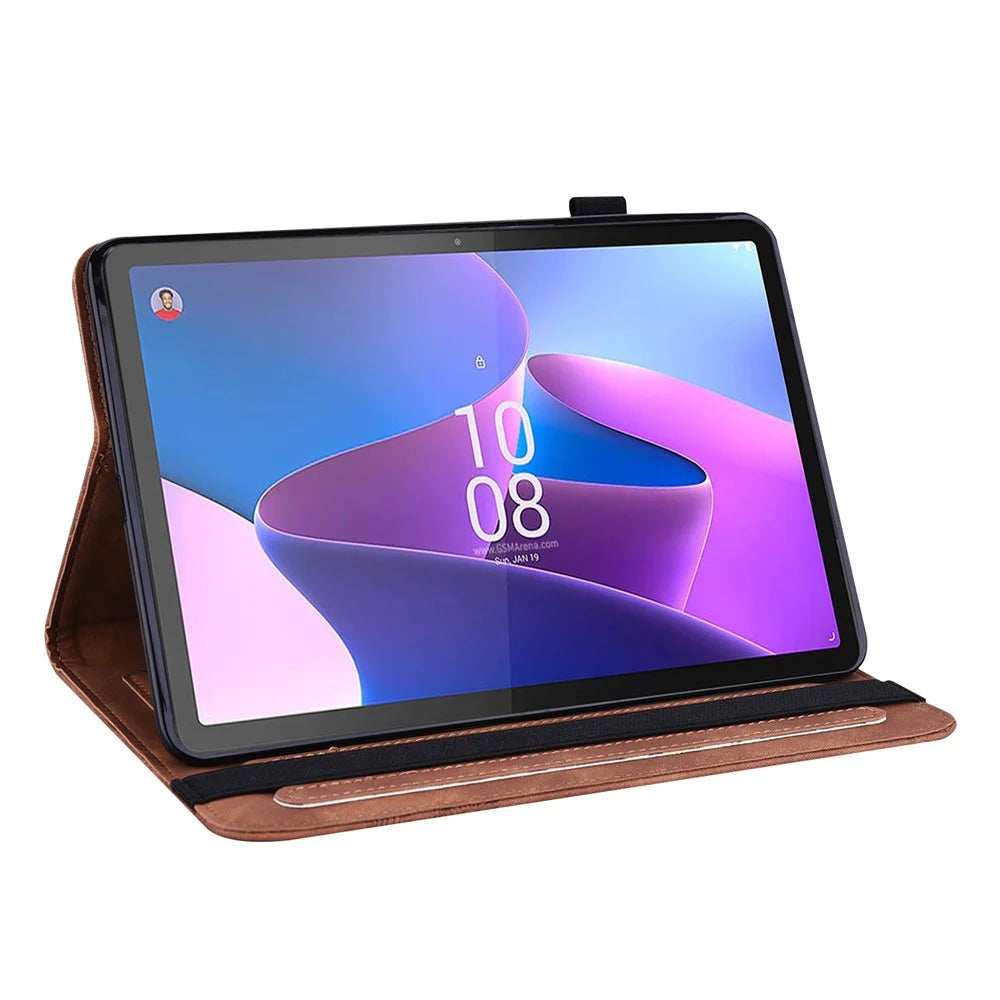 For Lenovo Tab P11 Pro Gen 2 Flower Imprinting PU Leather Tablet Case Drop-proof Wallet Stand Cover - Brown - 5