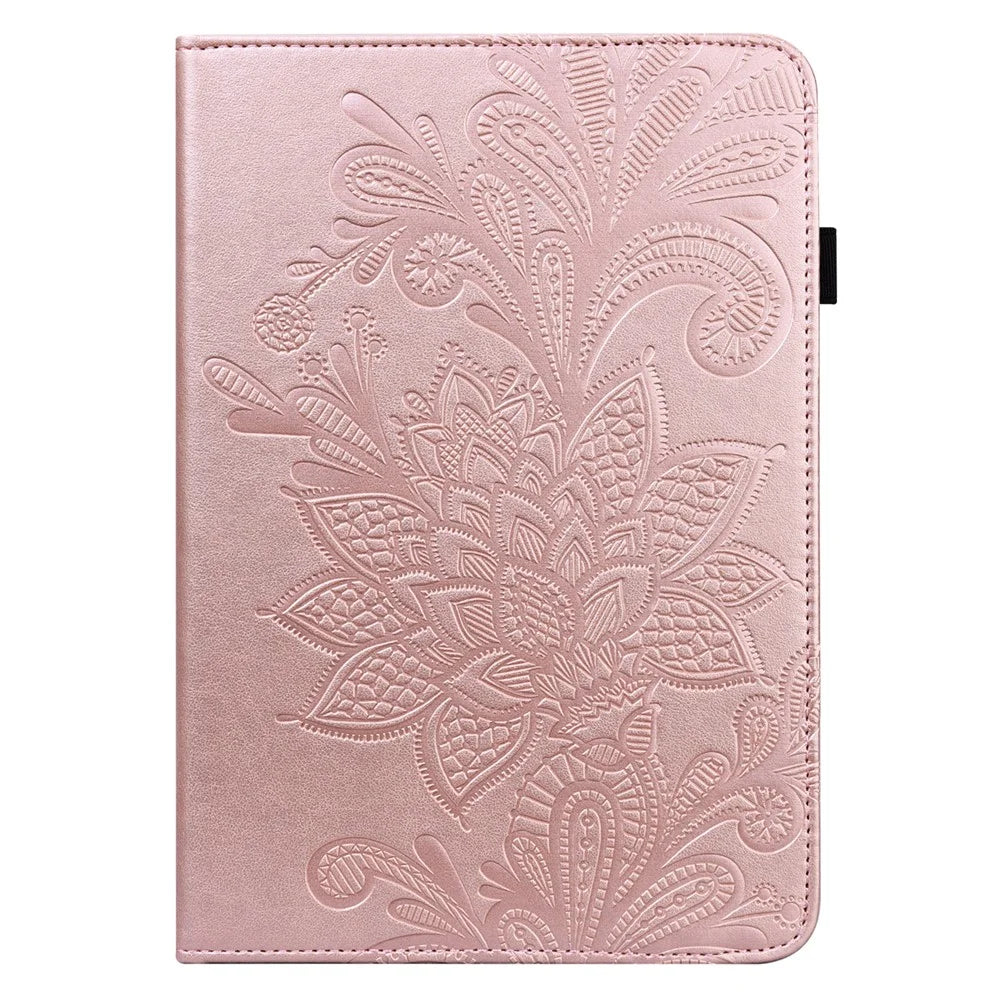 For Lenovo Tab P11 Gen 2 Flower Imprinting Drop-proof Tablet Cover PU Leather Wallet Case with Stand - Rose Gold - 2