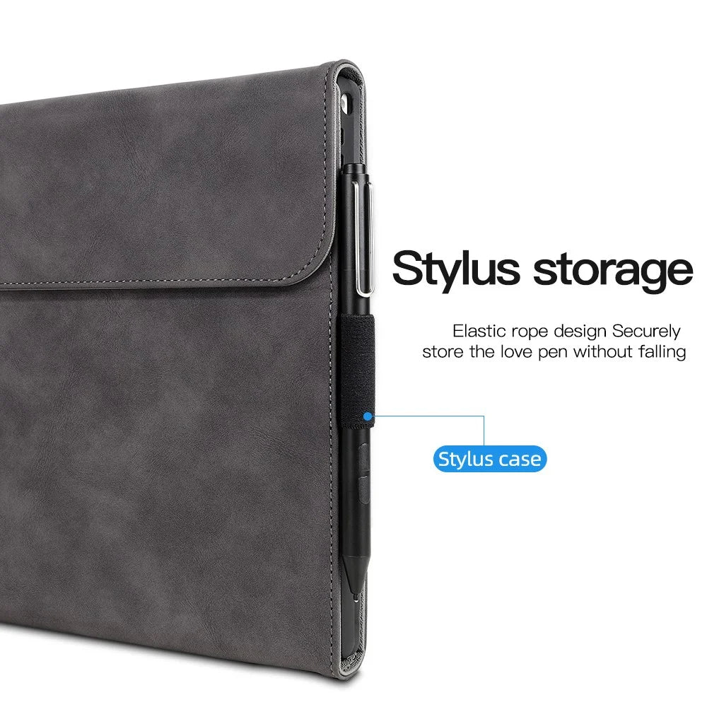 For Microsoft Surface Pro 9 PU Leather Keyboard Case Adjustable Stand Anti-drop Tablet Cover - Grey - 6