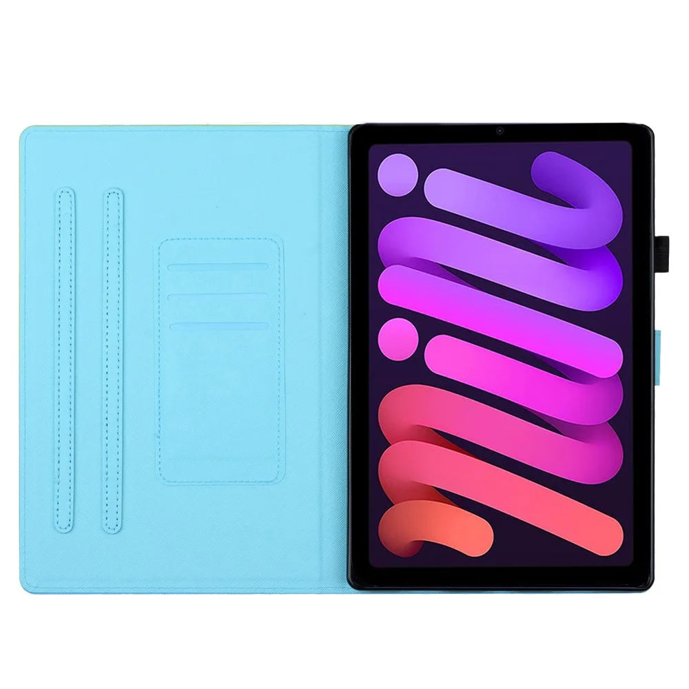 PU Leather Cover for iPad mini (2024) / mini (2021) Case Anti-Scratch Shockproof Tablet Shell with Card Holder - Blue Orange Gradient - 2