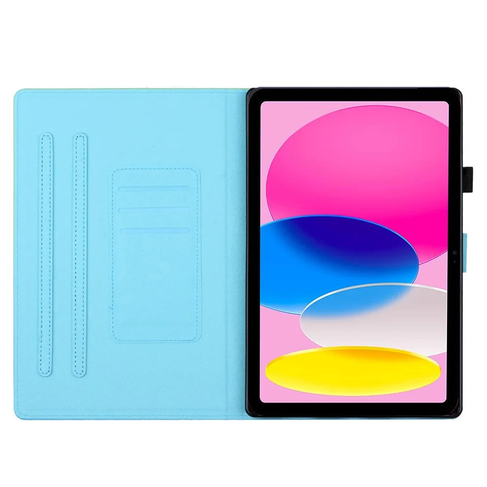 For iPad (2025) / 10.9 (2022) Gradient Tablet Case PU Leather Card Holder Stand Cover with Auto Wake / Sleep - Green Blue Gradient - 2