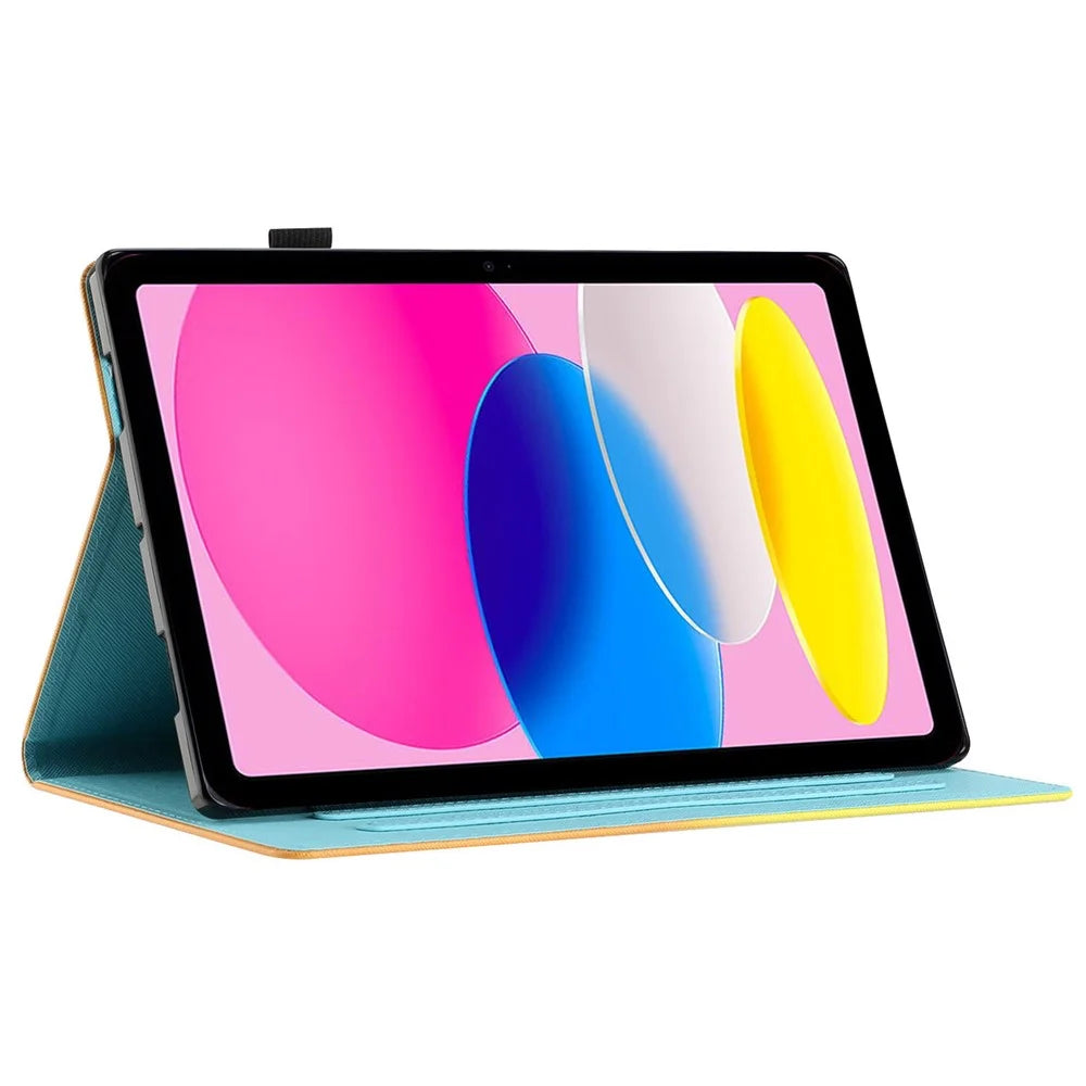For iPad (2025) / 10.9 (2022) Gradient Tablet Case PU Leather Card Holder Stand Cover with Auto Wake / Sleep - Green Blue Gradient - 3