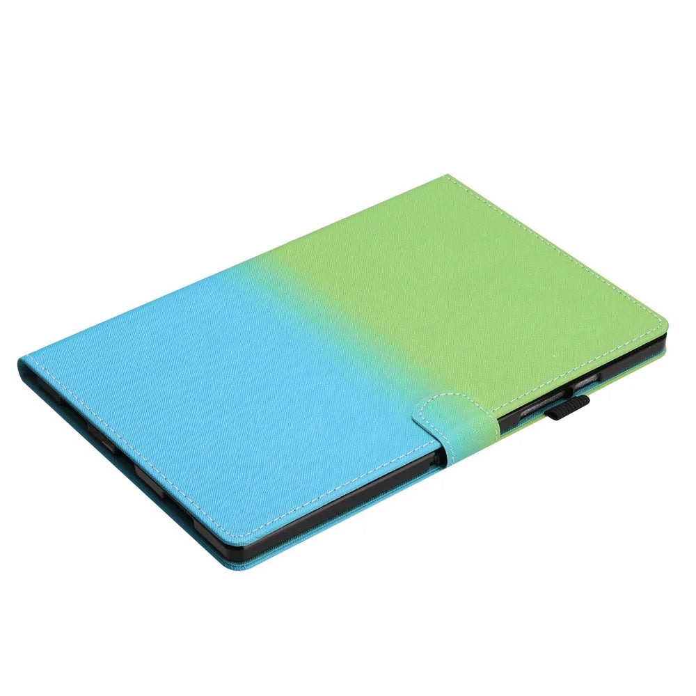 For iPad (2025) / 10.9 (2022) Gradient Tablet Case PU Leather Card Holder Stand Cover with Auto Wake / Sleep - Green Blue Gradient - 4