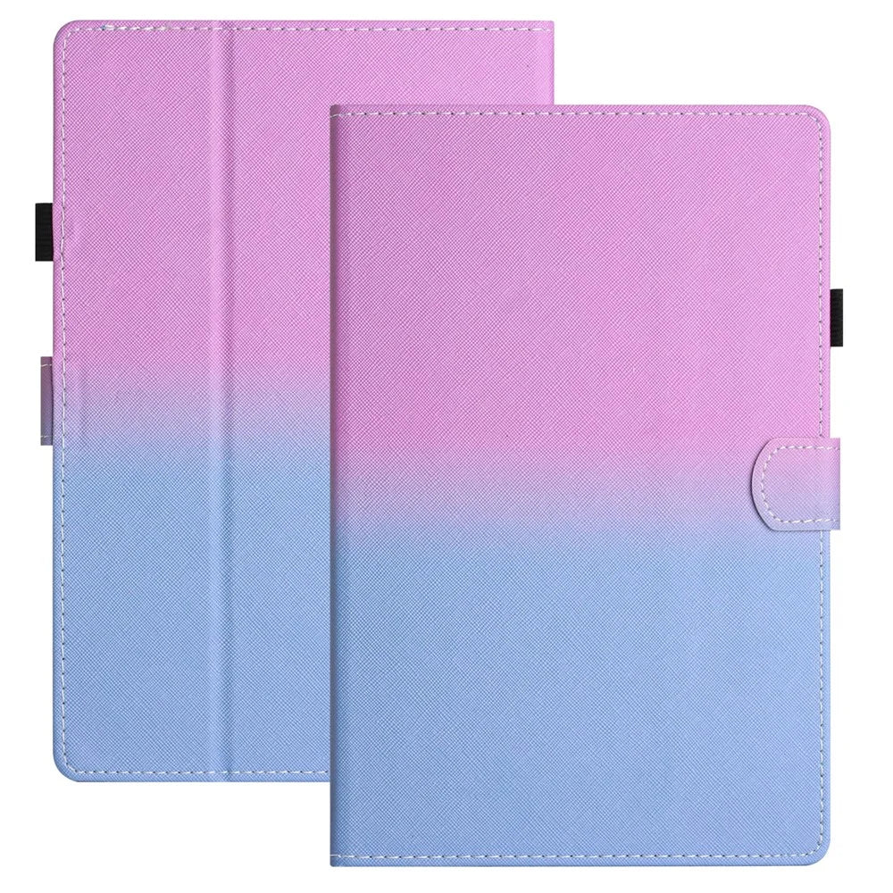 For Amazon Kindle 11th Gen (2022) Stitching Lines Gradient PU Leather Stand Cover Card Holder Tablet Case - Purple / Blue - 1