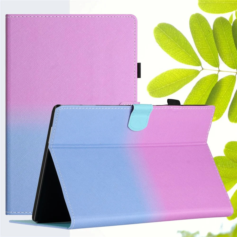 For Amazon Kindle 11th Gen (2022) Stitching Lines Gradient PU Leather Stand Cover Card Holder Tablet Case - Purple / Blue - 7