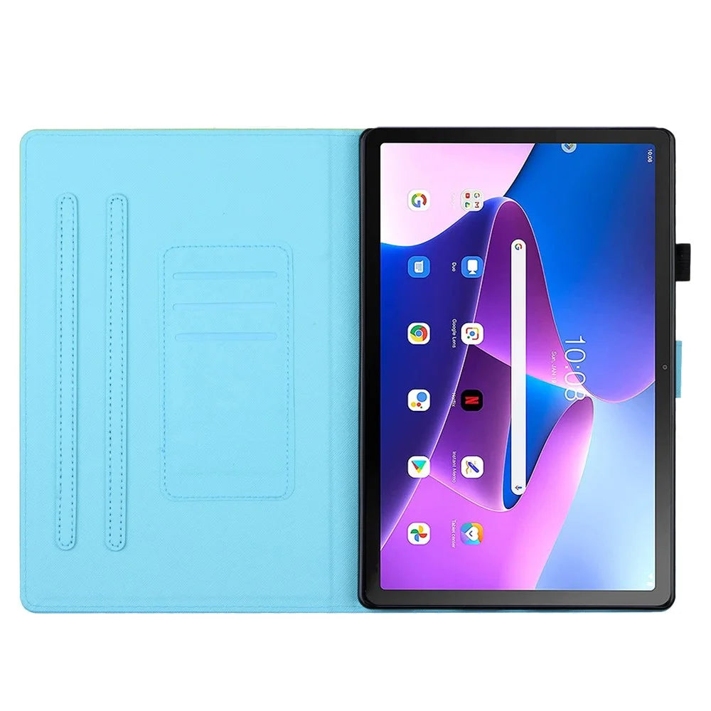 For Lenovo Tab M10 Plus (3rd Gen) / Xiaoxin Pad 2022 10.6 inch Gradient Color Leather Tablet Stand Case Stitching Lines Cover - Pink / Blue - 2