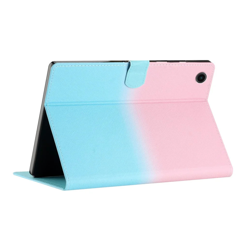 For Lenovo Tab M10 Plus (3rd Gen) / Xiaoxin Pad 2022 10.6 inch Gradient Color Leather Tablet Stand Case Stitching Lines Cover - Pink / Blue - 5