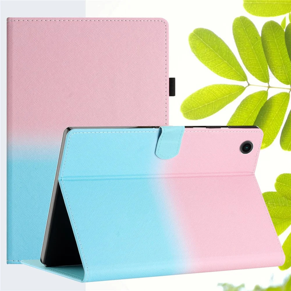 For Lenovo Tab M10 Plus (3rd Gen) / Xiaoxin Pad 2022 10.6 inch Gradient Color Leather Tablet Stand Case Stitching Lines Cover - Pink / Blue - 7