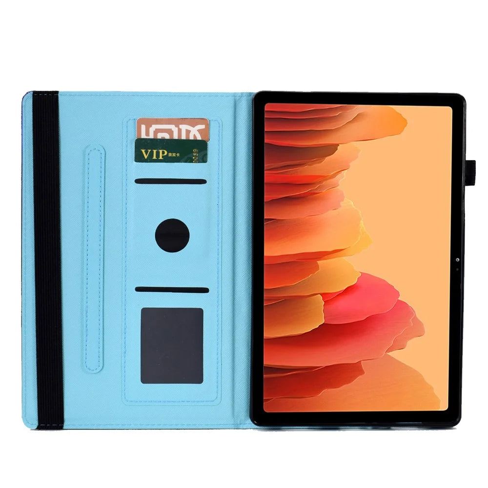 For Samsung Galaxy Tab A7 10.4 (2020) / (2022) T500 / T505 Cover Stand Elastic Band PU Leather Case with Card Holder - Bubble and Cat - 2