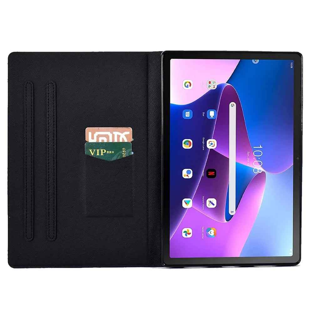 For Lenovo Tab M10 Plus (3rd Gen) / Xiaoxin Pad 2022 10.6 inch Card Slot Tablet Case PU Leather Pattern Printed Stand Cover - Peony Butterfly - 2