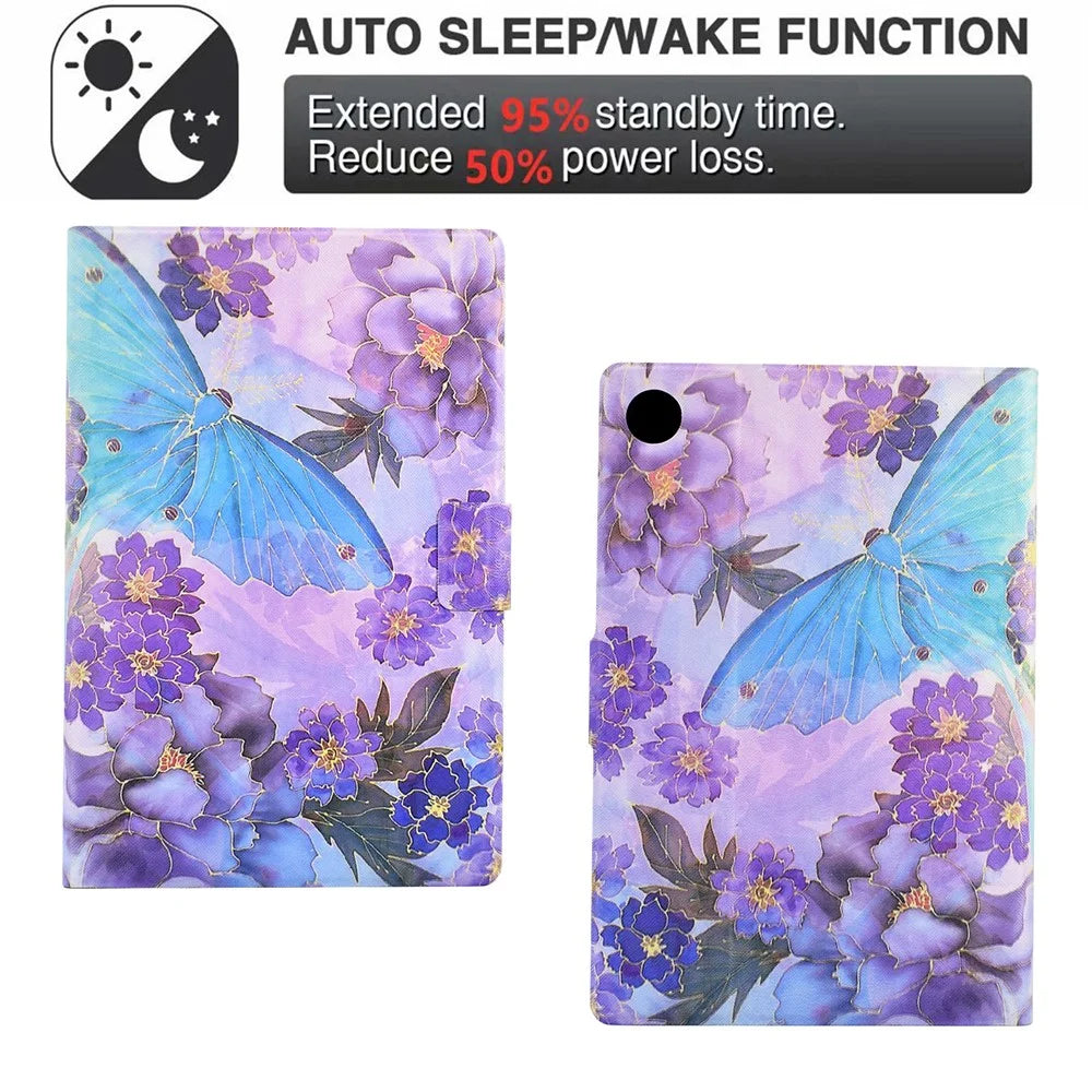 For Lenovo Tab M10 Plus (3rd Gen) / Xiaoxin Pad 2022 10.6 inch Card Slot Tablet Case PU Leather Pattern Printed Stand Cover - Peony Butterfly - 4