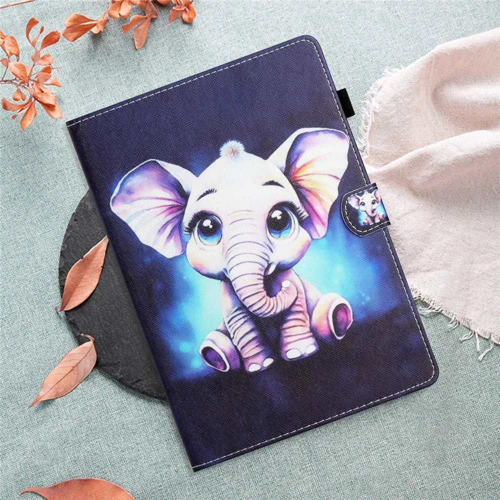 For Samsung Galaxy Tab A 10.1 (2016) T580 / T585 PU Leather Cover Pattern Printing Shockproof Tablet Case - Elephant - 7