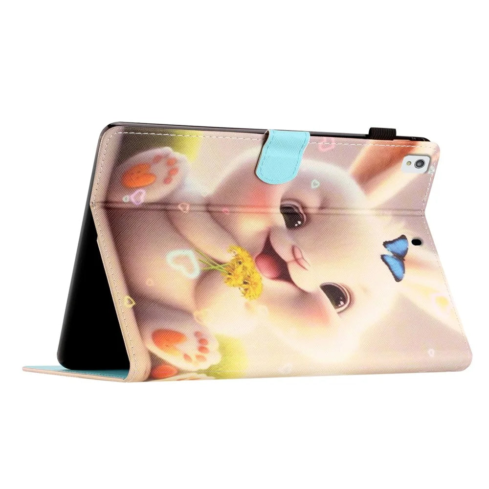 For Samsung Galaxy Tab A7 10.4 (2020) / (2022) T500 / T505 PU Leather Flip Cover Pattern Printing Anti-Drop Tablet Case - Rabbit - 4
