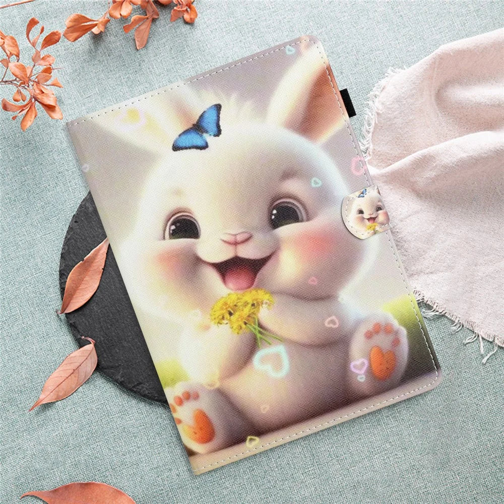 For Samsung Galaxy Tab A7 10.4 (2020) / (2022) T500 / T505 PU Leather Flip Cover Pattern Printing Anti-Drop Tablet Case - Rabbit - 7