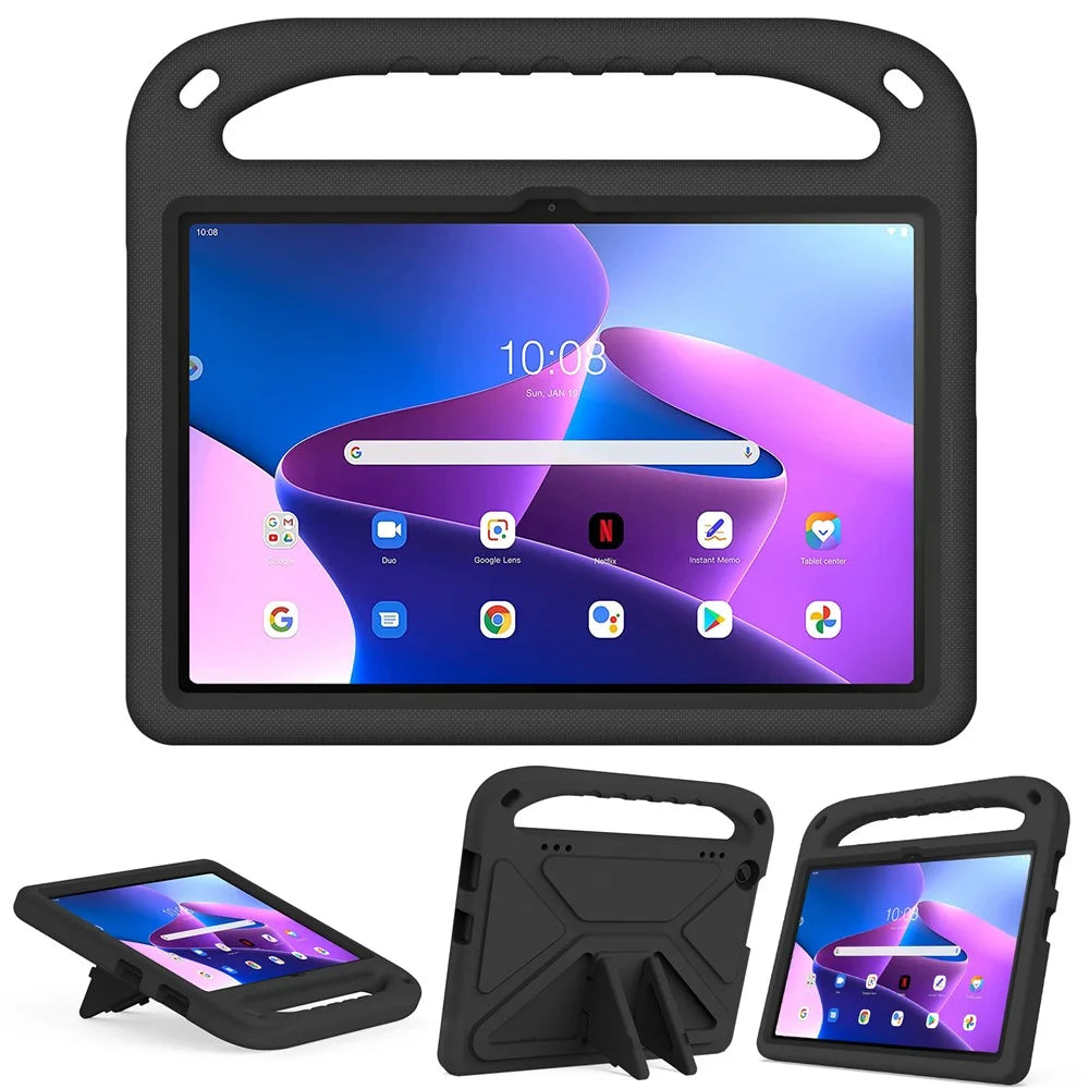 For Lenovo Tab M10 (Gen 3) Tab-328F Kickstand Tablet Case Hand Grip Anti-Drop EVA Tablet Cover - Black - 2