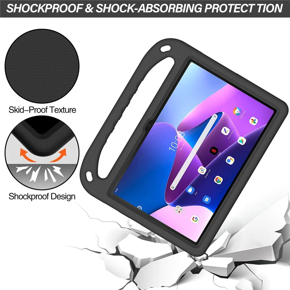 For Lenovo Tab M10 (Gen 3) Tab-328F Kickstand Tablet Case Hand Grip Anti-Drop EVA Tablet Cover - Black - 4