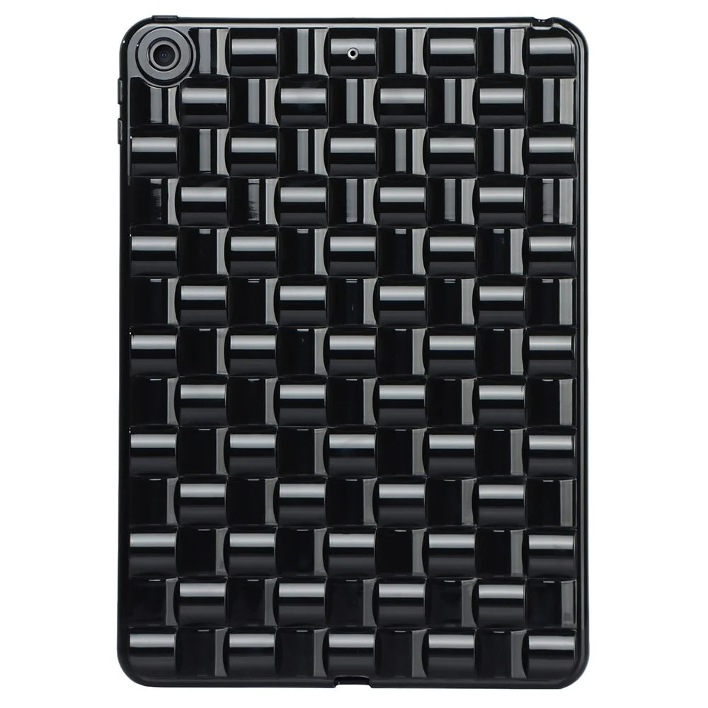 For iPad 10.2 (2021) / (2019) / (2020) Soft TPU Case Protective Tablet Cover Woven Texture Anti-Slip Case - Black - 2
