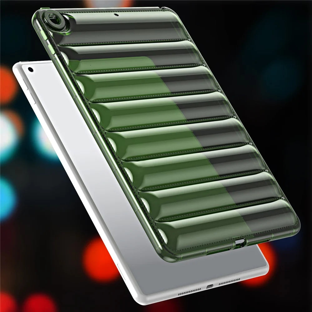 For iPad 10.2 (2021) / (2020) / (2019) TPU Tablet Case Down Jacket Design Air Cushion Shockproof Cover - Green - 2