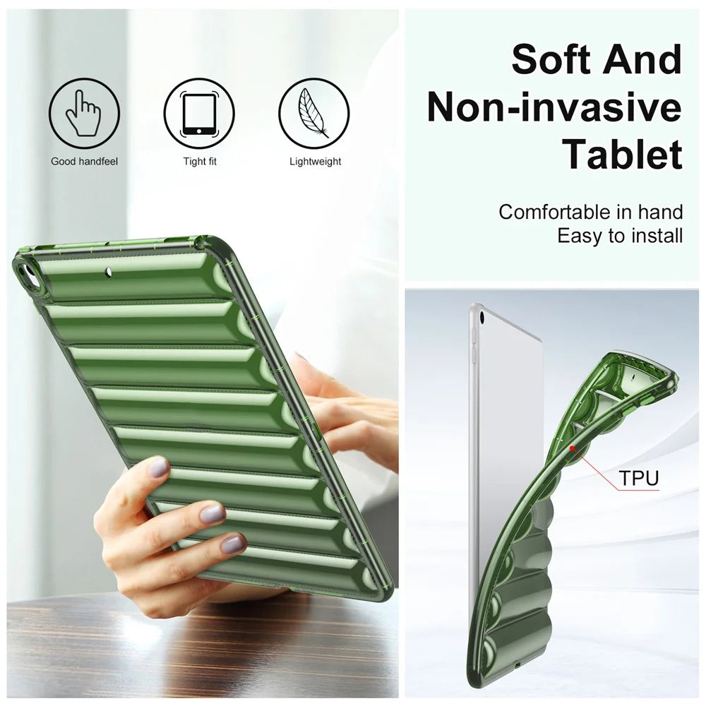 For iPad Air 10.5 inch (2019) Down Jacket Design Tablet Case Soft TPU Shockproof Cover - Green - 5