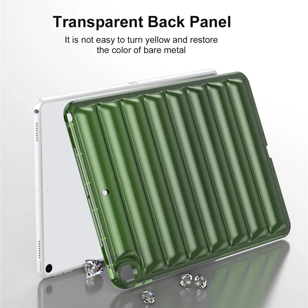 For iPad Air 10.5 inch (2019) Down Jacket Design Tablet Case Soft TPU Shockproof Cover - Green - 6