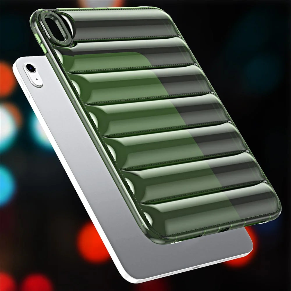 For iPad Air (2020) / (2022) TPU Shock Absorption Case Soft Touch Down Jacket Design Tablet Cover - Green - 2