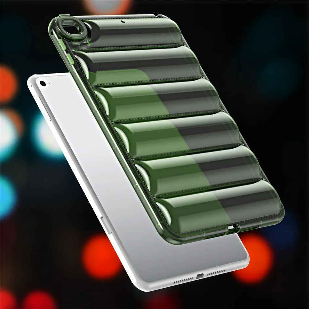 For iPad mini 4 / mini (2019) 7.9 inch TPU Tablet Case Soft Puffer Down Jacket Design Back Cover - Green - 2