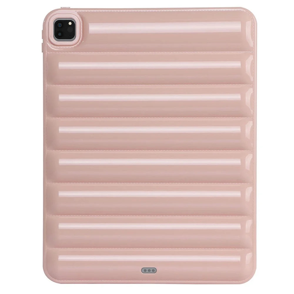 For iPad Pro 12.9 (2021) / (2020) / (2022) Shockproof Tablet Shell Down Jacket Texture Soft TPU Case - Pink - 2