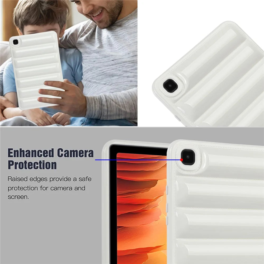 For Samsung Galaxy Tab A7 10.4 (2020) / (2022) T505 / T500 Candy Color TPU Tablet Case Down Jacket Texture Cover - White - 5